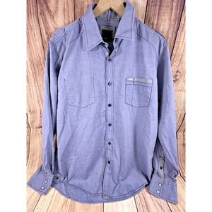 7 Diamonds Mens Shirt‎ BLUE Button Down Long Sleeve Pearl Snap Cuffs X-Large XL